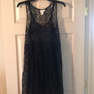 Anthropologie boho black lace and chiffon dress
